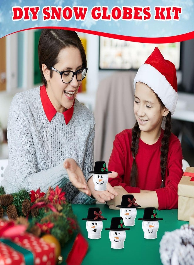 Teecyhooo 30 Sets Christmas Plastic Snow Globes Kit Includes 30 Clear Snow Globe, Mini Black Top Hats and Sticker for Ornaments DIY Crafts Fillable Globes Home Winter Christmas Decoration - Image 4